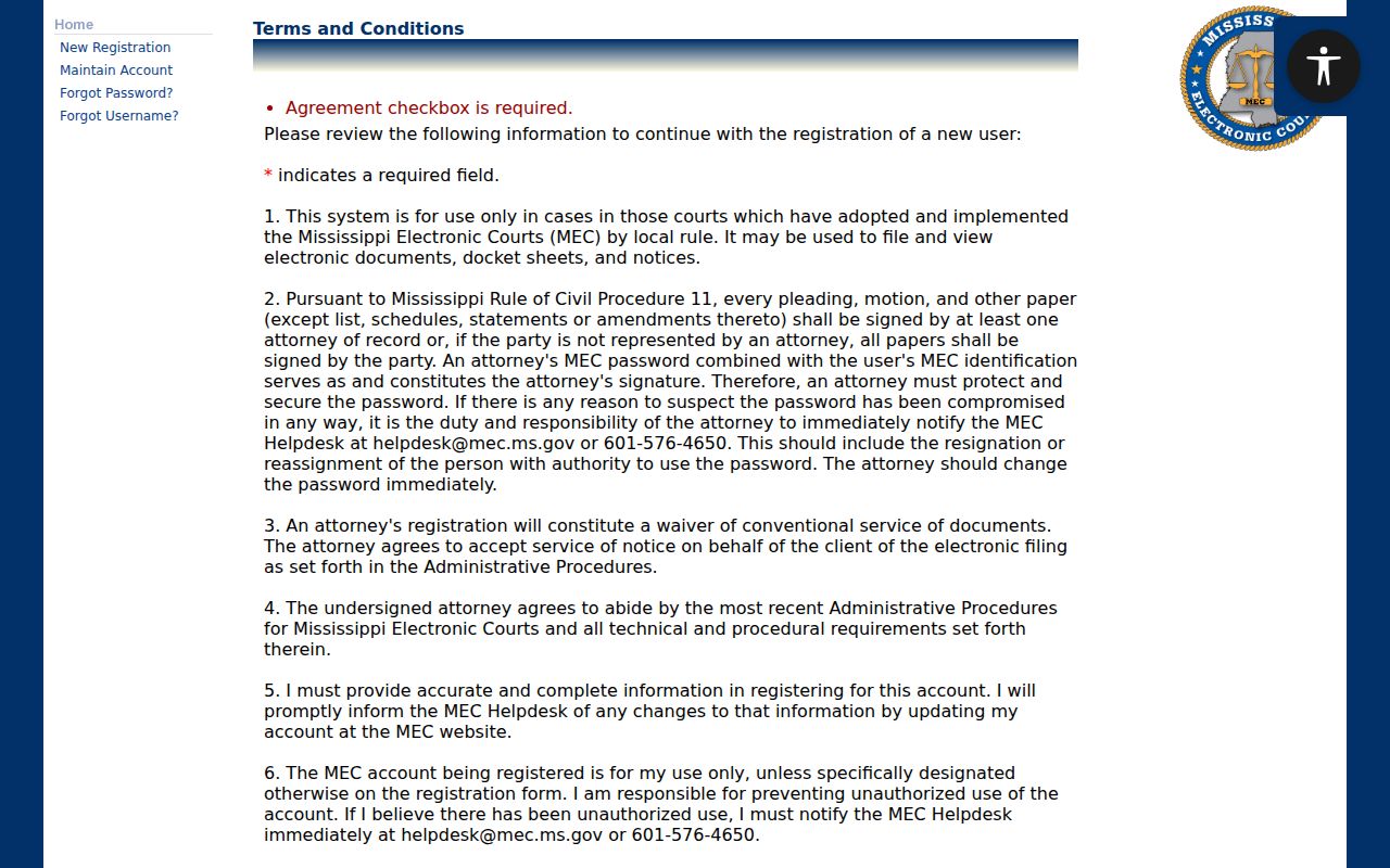 Pearl River County case search PAMEC registration access page