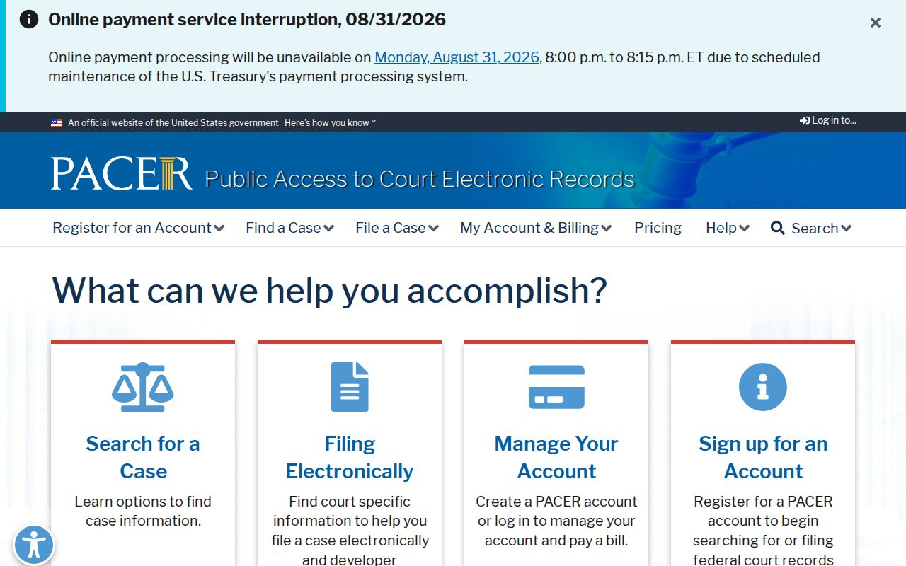 Pearl River County case search federal PACER access portal