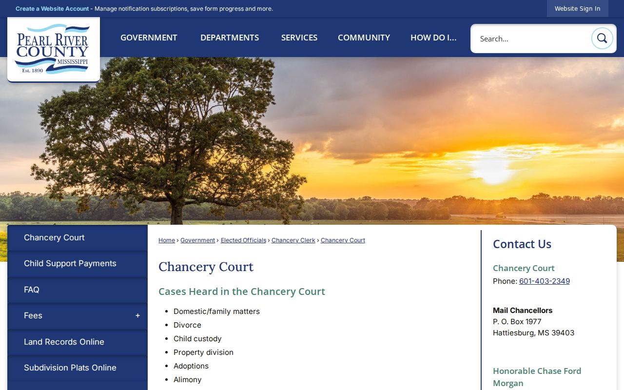 Pearl River County civil docket Tenth Chancery District jurisdiction