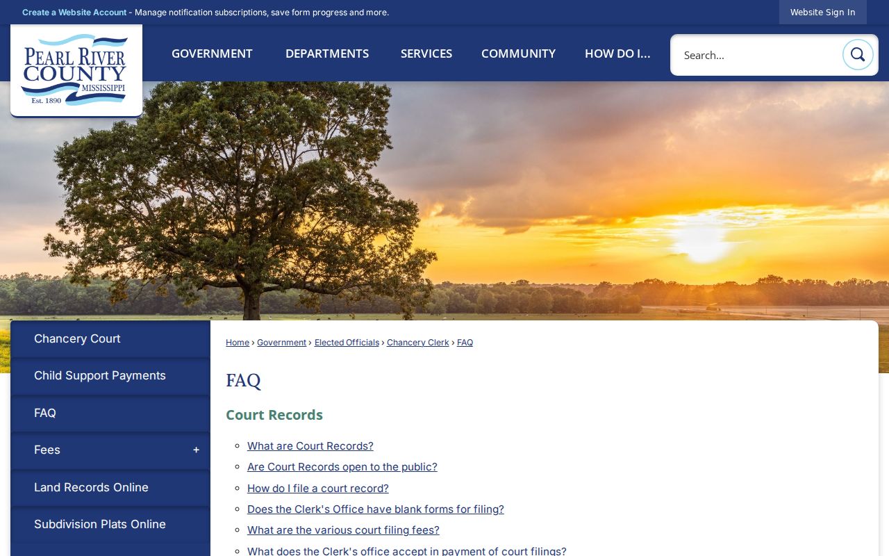 Pearl River County court records Chancery public terminal and copy guidance