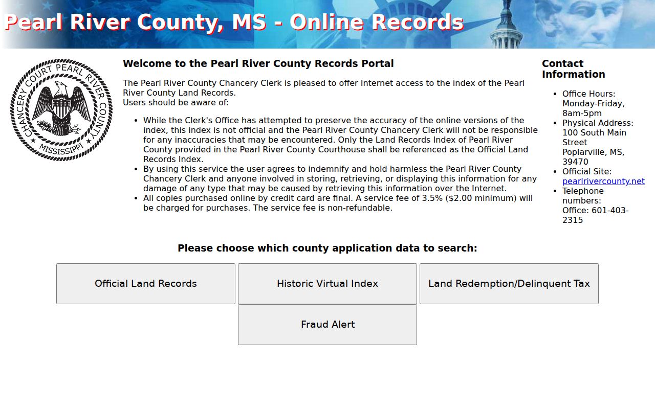 Pearl River County court records official land records portal
