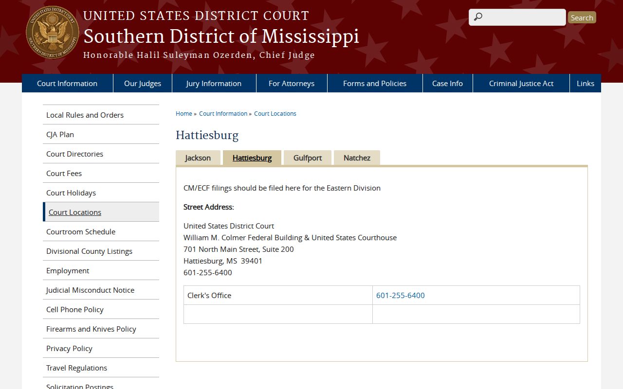 Lumberton court docket federal routing distinction from nearby Hattiesburg division