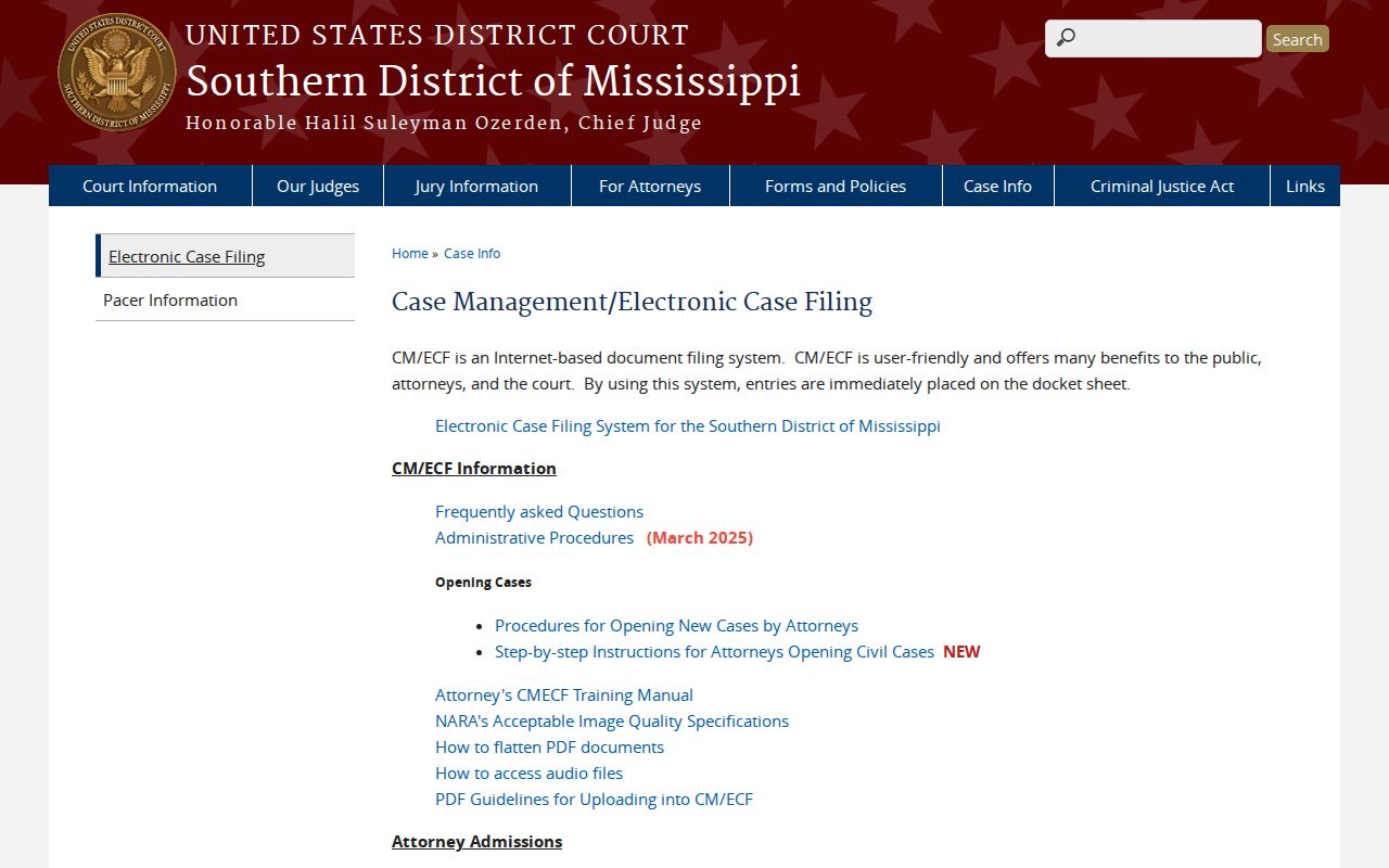 Lumberton court docket federal CM ECF filing and record entry information