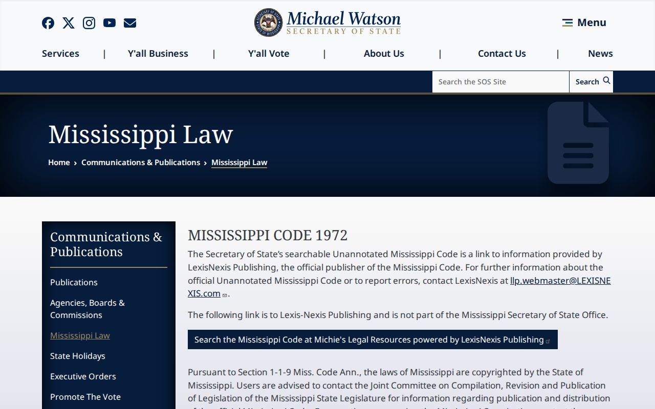 Pearl River County traffic court records Mississippi Code access page